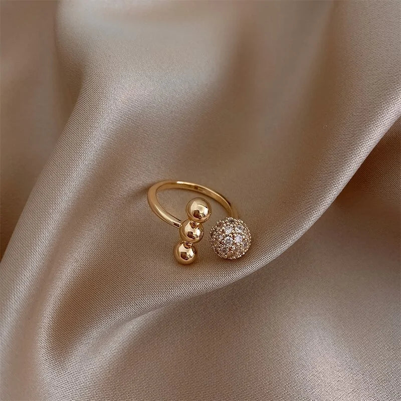 Anillo abierto círculo de circonitas para mujer