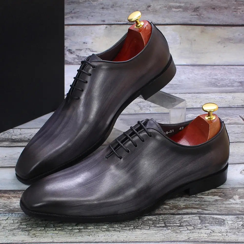 Sapatos Oxford de couro masculino