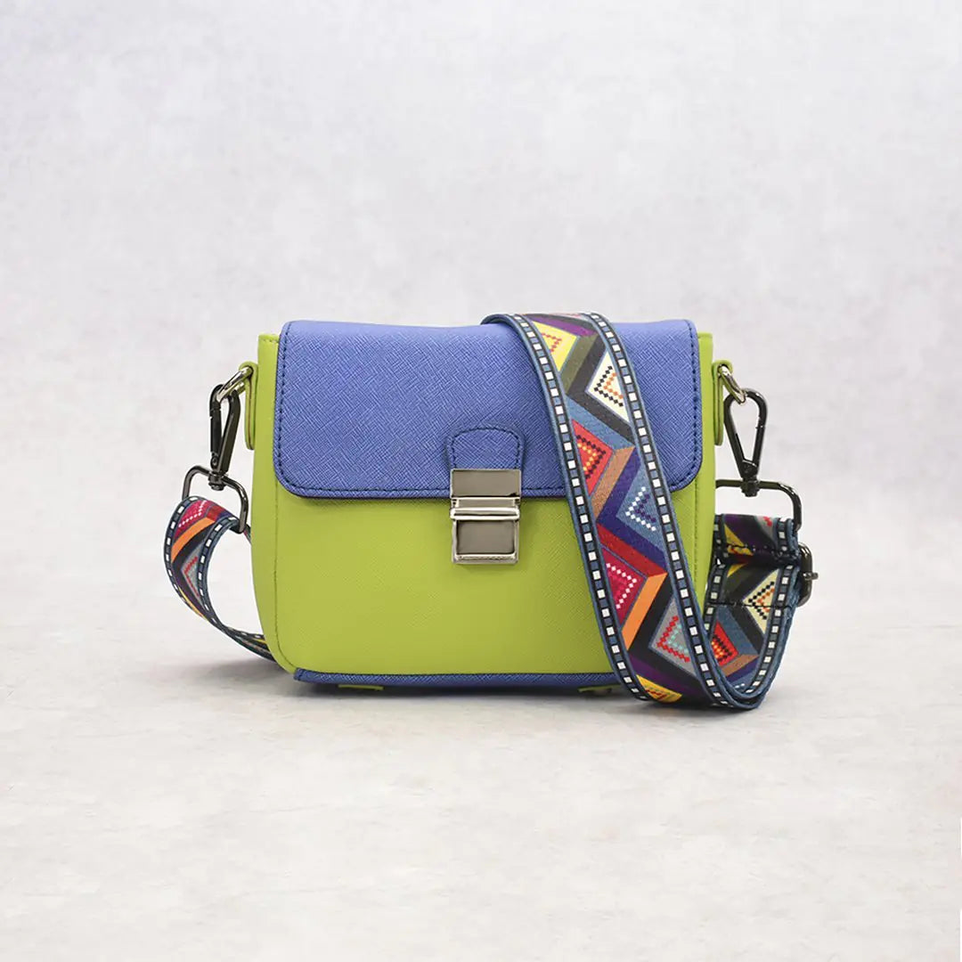 Tiny Leather Handbag -Blue/Lime (Option 2)